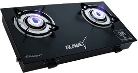 Ruwa 2 Burner Glass top, Manual Gas stove - ISI CERTIFIED