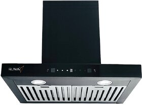 Ruwa 60cm 1200m3/hr Auto Clean T-Shape Kitchen Chimney with Motion Sensor and Touch Control Model Jade Black with Installation Kit