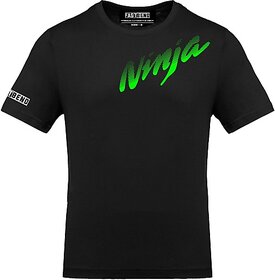 Fastbend Mens Black Printed Cotton Blend Round Neck T-Shirt