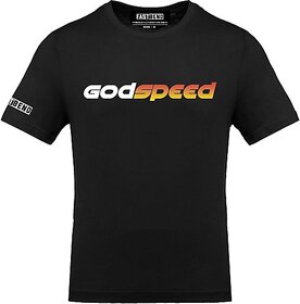 FastB Couple Printed Round Neck Black T-Shirt