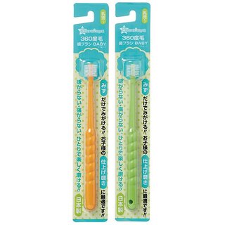 Smart Angel Japan, 360 Degree Kids Toothbrush- For Boy Or Girl Children's Dental Care, Orange and Green Color, Pack of 2