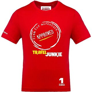 RusselMania Men Printed Round Neck Red T-Shirt