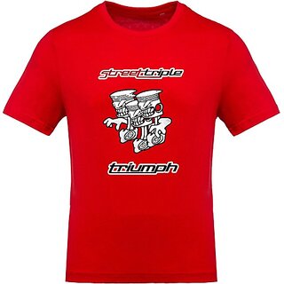 Fastbend Mens Red Printed Cotton Blend Round Neck T-Shirt