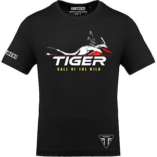 Fastbend Mens Black Printed Cotton Blend Round Neck T-Shirt