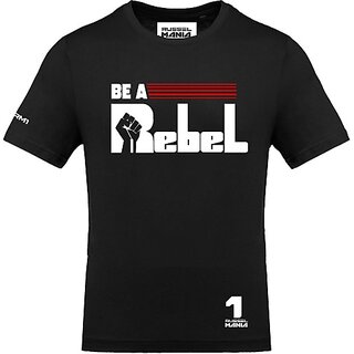 Fastbend Mens Black Printed Cotton Blend Round Neck T-Shirt