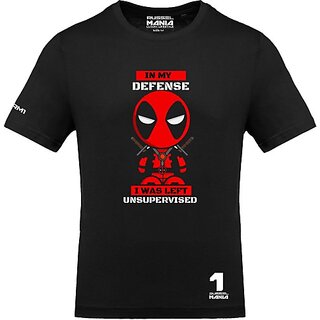 Fastbend Mens Black Printed Cotton Blend Round Neck T-Shirt