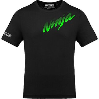 Fastbend Mens Black Printed Cotton Blend Round Neck T-Shirt