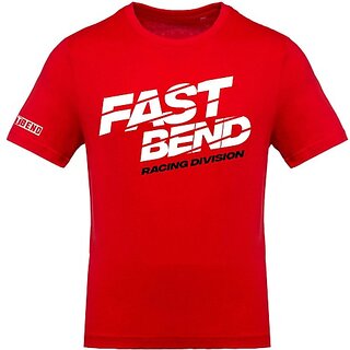 Fastbend Mens White Printed Cotton Blend Round Neck T-Shirt