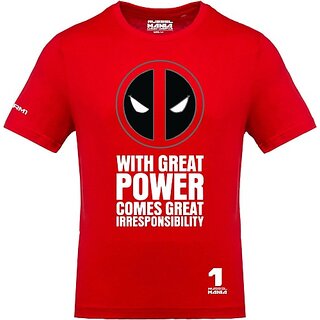 RusselMania Men Typography Round Neck Red T-Shirt