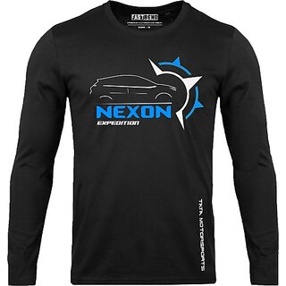 Fastbend Mens Black Printed Cotton Blend Round Neck T-Shirt