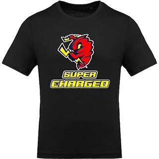 Fastbend Mens Black Printed Cotton Blend Round Neck T-Shirt