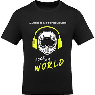 Fastbend Mens Black Printed Cotton Blend Round Neck T-Shirt