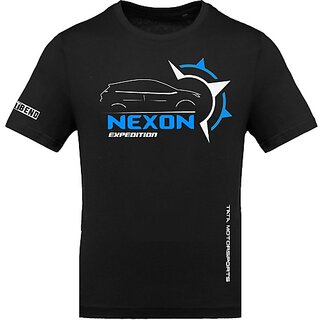 Fastbend Mens Black Printed Cotton Blend Round Neck T-Shirt