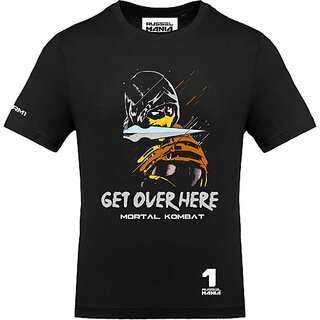 Fastbend Mens Black Printed Cotton Blend Round Neck T-Shirt