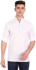 Vida Loca White Cotton Solid Slim Fit Full Sleeves Shirt For Mens