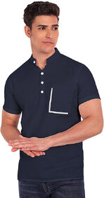 Vida Loca Navy Cotton Solid Slim Fit Half Sleeves Shirt For Mens