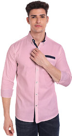Vida Loca Pink Cotton Solid Slim Fit Full Sleeves Shirt For Mens