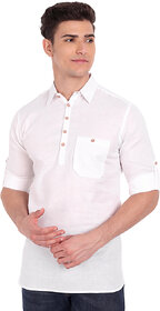 Vida Loca White Cotton Solid Slim Fit Full Sleeves Shirt For Mens