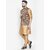 Hey Cross Mens Silk Blend Copper Kurta With Pyjama  Brown Printed Nehru Jacket