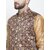 Hey Cross Mens Silk Blend Copper Kurta With Pyjama  Brown Printed Nehru Jacket