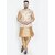 Hey Cross Mens Silk Blend Copper Kurta With Pyjama  Beige Printed Nehru Jacket