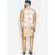 Hey Cross Mens Silk Blend Copper Kurta With Pyjama  Beige Printed Nehru Jacket