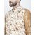 Hey Cross Mens Silk Blend Copper Kurta With Pyjama  Beige Printed Nehru Jacket
