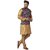 Hey Cross Mens Silk Blend Copper Kurta With Pyjama  Navy Blue Printed Nehru Jacket