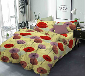 BLACK BEE  Almond floral print bedsheet double bedsheet with 2 Pillow Covers (208 X 213 cm)(BS6-08)