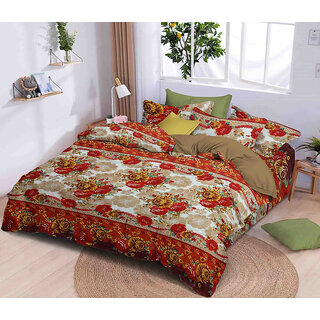 BLACK BEE  Yellow and pink roses with border designs 
double bedsheet with 2 Pillow Covers (208 X 213 cm)(BS-06)