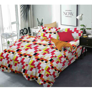 BLACK BEE  Multi color geometric prints 
double bedsheet with 2 Pillow Covers (208 X 213 cm)(BS6-02)