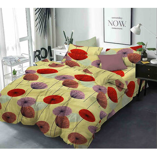 BLACK BEE  Almond floral print bedsheet double bedsheet with 2 Pillow Covers (208 X 213 cm)(BS6-08)