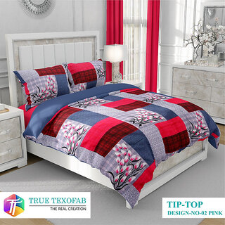BLACK BEE  Multi colour checks print 
double bedsheet with 2 Pillow Covers (208 X 213 cm)(BS30-02)