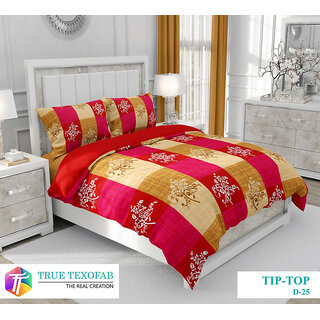 BLACK BEE  Floral printon geomatric design 
double bedsheet with 2 Pillow Covers (208 X 213 cm)(BS30-05)