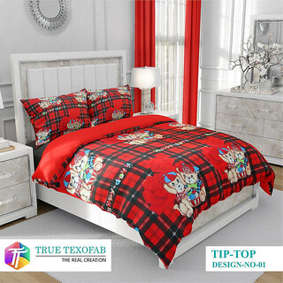 BLACK BEE  Puppy print 
double bedsheet with 2 Pillow Covers (208 X 213 cm)(BS32-02)