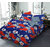 BLACK BEE  Blue bedsheet with red and grey flower print
double bedsheet with 2 Pillow Covers (208 X 213 cm)(BS-07)