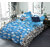 BLACK BEE  White lily flowers on aqua blue base 
double bedsheet with 2 Pillow Covers (208 X 213 cm)(BS-08)