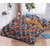 BLACK BEE  Orange  blue flowers print double bedsheet with 2 Pillow Covers (208 X 213 cm)(BS4-04)