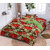 BLACK BEE  Red hibiscus flowers print on brown base double bedsheet with 2 Pillow Covers (208 X 213 cm)(BS8-03)