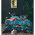 BLACK BEE  Pink  red flowers print on torquise base 
double bedsheet with 2 Pillow Covers (208 X 213 cm)(BS8-07)