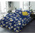BLACK BEE  White flowers print on navy blue base 
double bedsheet with 2 Pillow Covers (208 X 213 cm)(BS8-08)