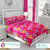 BLACK BEE   Leaves print on pink base double bedsheet with 2 Pillow Covers (208 X 213 cm)(BS32-01)