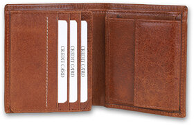 FAIRBIZPS FIPL Leather Wallets for Men, Top Grain Leather 8 Card Slots, 3 Compartments, Tri Fold Wallet