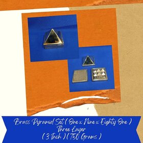 VSP VASTU SAMADHAN - 206 - BRASS PYRAMID SET ( ONE X NINE X EIGHTY ONE )  THREE LAYER - ( 3 Inch ) ( 750 Gram )