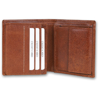 FAIRBIZPS FIPL Leather Wallets for Men, Top Grain Leather 8 Card Slots, 3 Compartments, Tri Fold Wallet