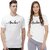 Akaas Couple White Printed Round Neck T-Shirt Pack of 2