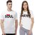 Akaas Couple White Printed Round Neck T-Shirt