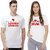 Akaas Couple White Printed Round Neck T-Shirt Pack of 2