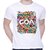 Kryptar Men's White Printed Round Neck T-Shirt
