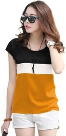 MARVENT Womens Mustard Round Neck T-Shirt